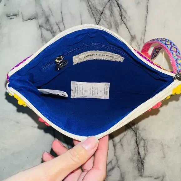 NWOT America & Beyond Hand Embellished Wristlet Bag Wallet Pouch 10x8" Boho Chic - Picture 3 of 6